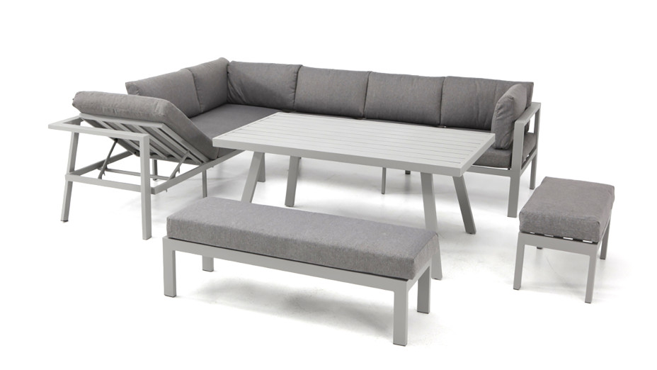 Ensemble repas de jardin ANTALYA 9 places en aluminium - GRIS
