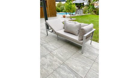 Ensemble repas de jardin ANTALYA 9 places en aluminium - GRIS
