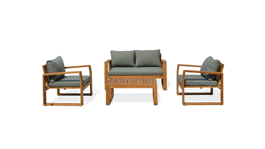 Salon bas de jardin ARACAJU 4 places en bois d'acacia - OLIVE