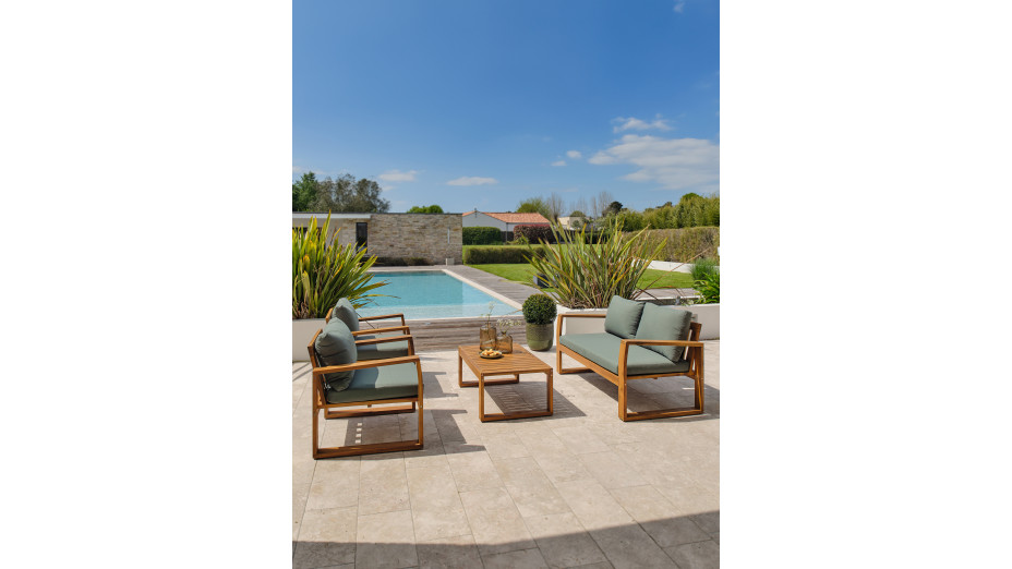 Salon bas de jardin ARACAJU 4 places en bois d'acacia - OLIVE