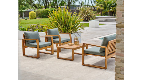 Salon bas de jardin ARACAJU 4 places en bois d'acacia - OLIVE