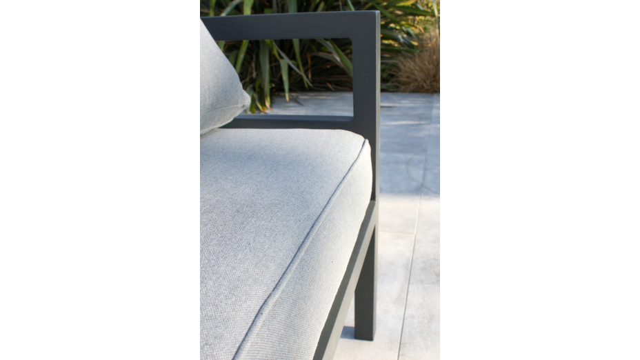 Salon de jardin d'angle BEAUBOURG 6 places en aluminium - GRIS ANTHRACITE