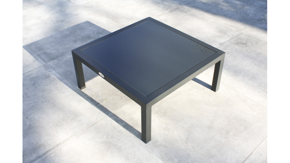 Salon de jardin d'angle BEAUBOURG 6 places en aluminium - GRIS ANTHRACITE