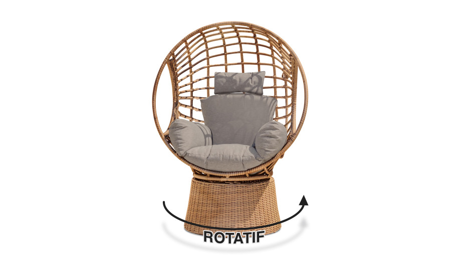 Balancelle de jardin BORABORA en résine tressée - MARRON