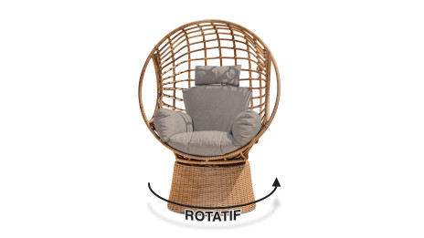 Balancelle de jardin BORABORA en résine tressée - MARRON