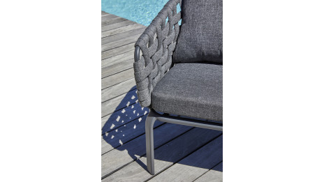 Salon bas de jardin CAMARGUE 4 places en corde tissée et aluminium - GRIS ANTHRACITE