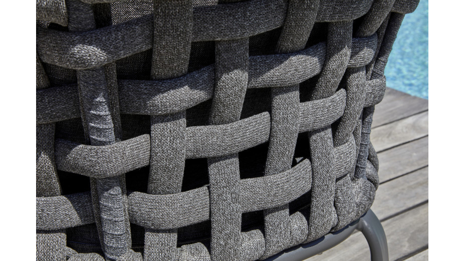 Salon bas de jardin CAMARGUE 4 places en corde tissée et aluminium - GRIS ANTHRACITE