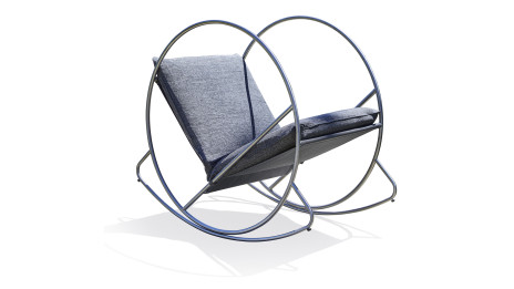 Rocking chair de jardin CAPRERA en textilène et inox - GRIS