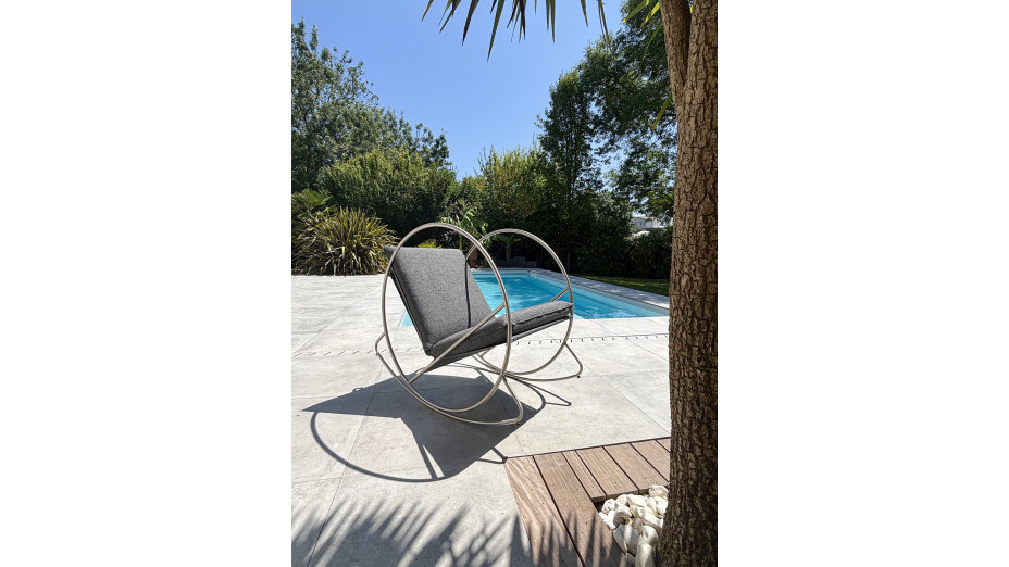 Rocking chair de jardin CAPRERA en textilène et inox - GRIS