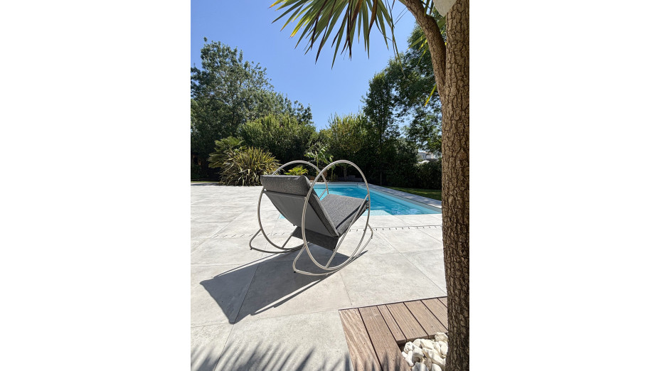 Rocking chair de jardin CAPRERA en textilène et inox - GRIS