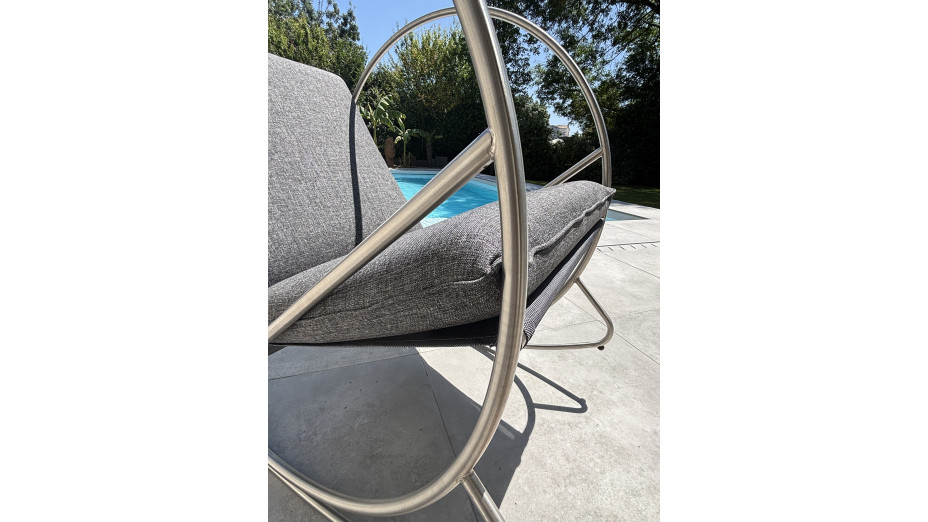 Rocking chair de jardin CAPRERA en textilène et inox - GRIS