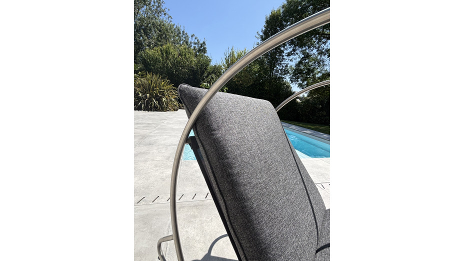 Rocking chair de jardin CAPRERA en textilène et inox - GRIS