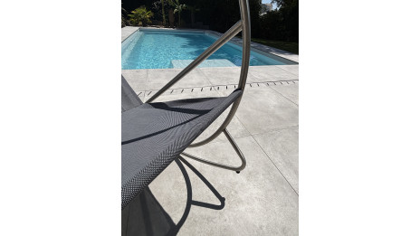 Rocking chair de jardin CAPRERA en textilène et inox - GRIS