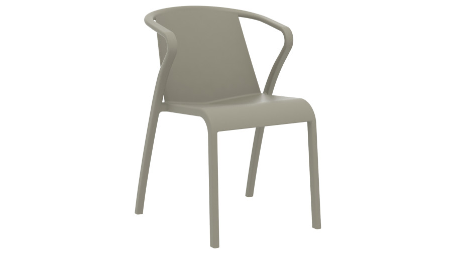 Fauteuil de jardin empilable FADO en polypropylène renforcé avec fibre de verre - TAUPE