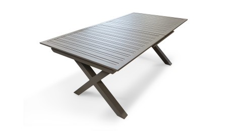Table de jardin FLORIDE (180/240x100 cm) en aluminium avec rallonge automatique - QUARTZ