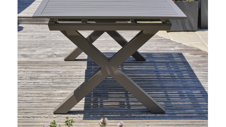 Table de jardin FLORIDE (180/240x100 cm) en aluminium avec rallonge automatique - QUARTZ