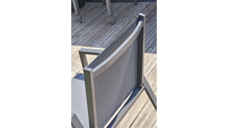 Lot composé d'une table de jardin FLORIDE-TB240-HPL-AW avec rallonge et de 6 fauteuils FLORIDE-FT-GRISANTH empilables