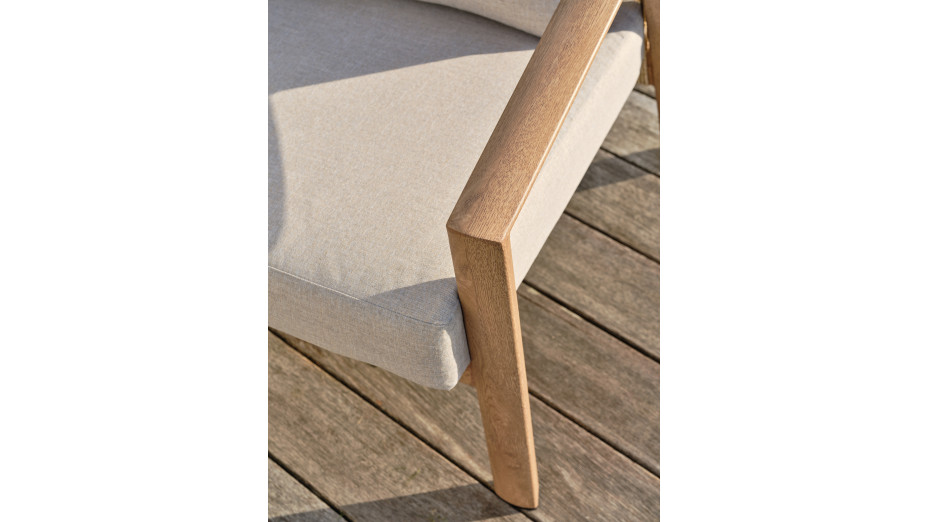 Salon bas de jardin GOYA 5 places en aluminium imitation bois - GRIS