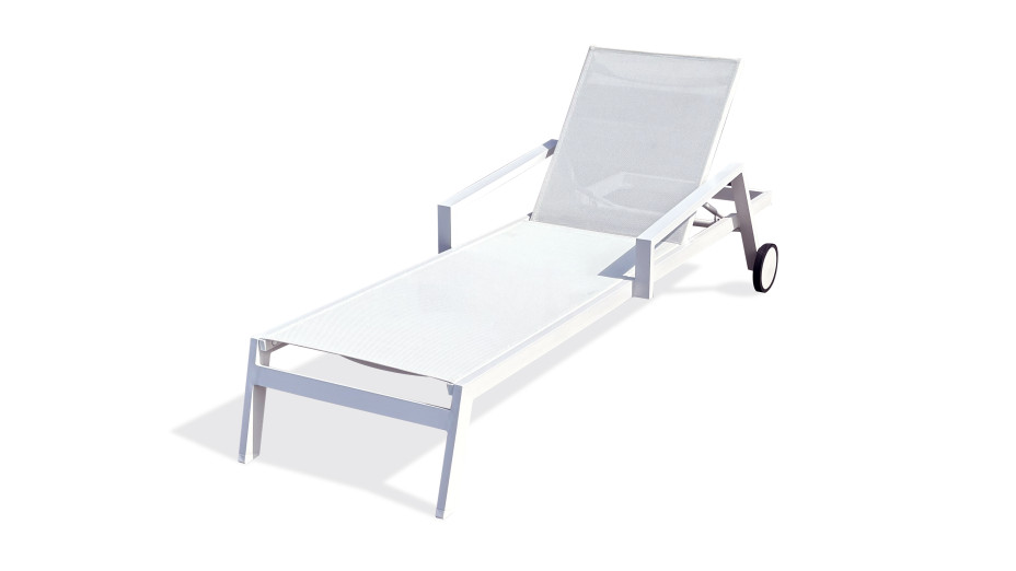 Bain de soleil multi-positions IBIZA en aluminium et textilène - BLANC