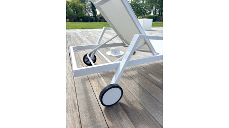 Bain de soleil multi-positions IBIZA en aluminium et textilène - BLANC