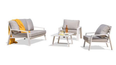 Salon bas de jardin IBIZA 5 places en aluminium - BLANC