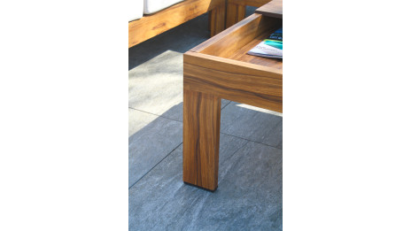 Salon de jardin d'angle MAJORQUE 5 places en aluminium effet bois - MARRON