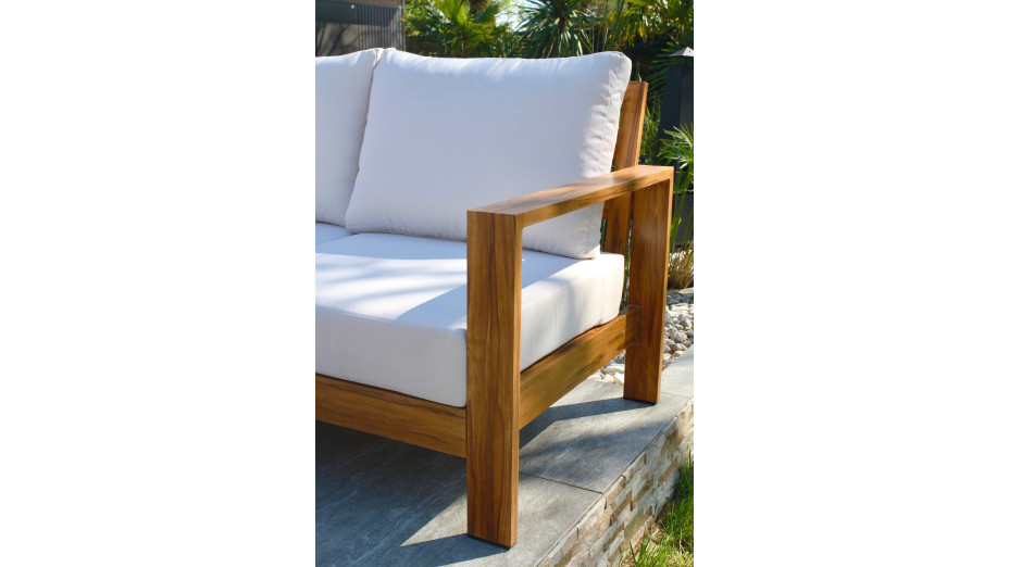 Salon de jardin d'angle MAJORQUE 5 places en aluminium effet bois - MARRON