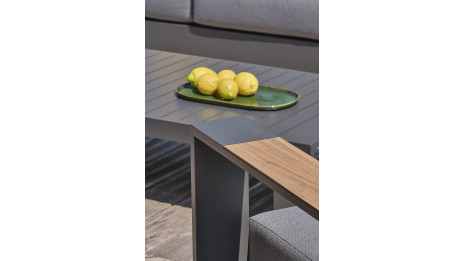 Salon de jardin MANDELIEU 5 places en aluminium et accoudoirs en HPL - GRIS ANTHRACITE