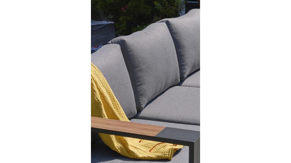 Salon de jardin MANDELIEU 5 places en aluminium et accoudoirs en HPL - GRIS ANTHRACITE