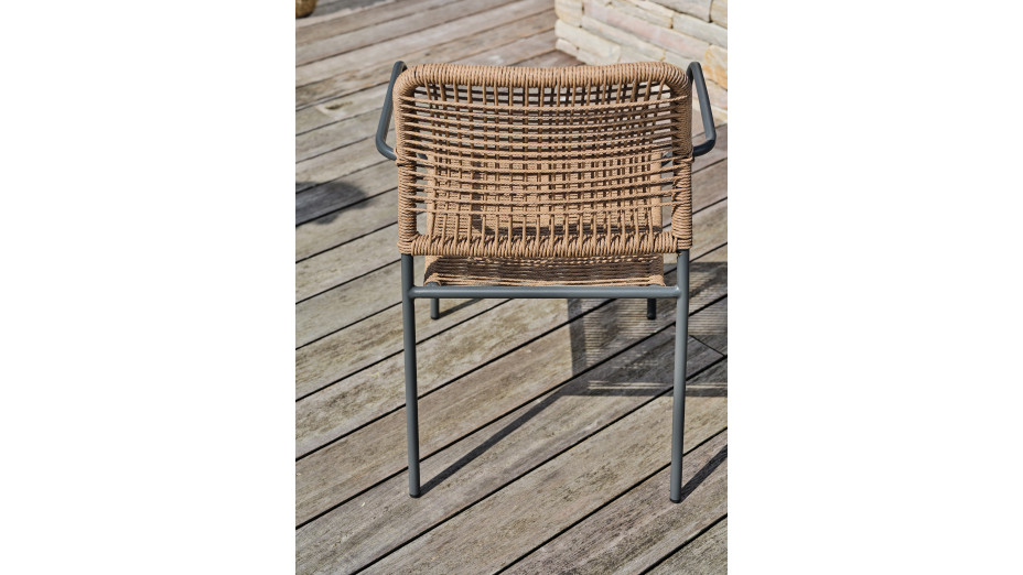 Fauteuil de jardin empilable MARCEAU en corde et acier - GRIS ANTHRACITE