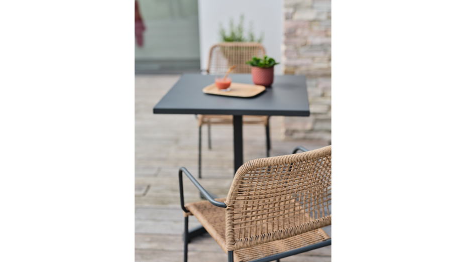 Fauteuil de jardin empilable MARCEAU en corde et acier - GRIS ANTHRACITE