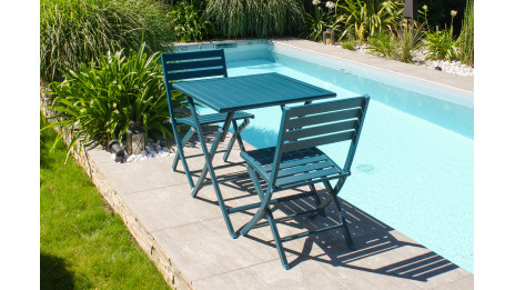 Chaise de jardin pliante MARIUS en aluminium - BLEU CANARD