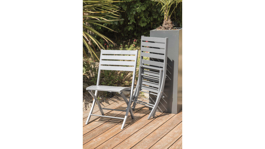 Chaise de jardin pliante MARIUS en aluminium - GRIS