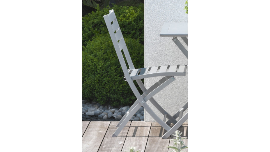 Chaise de jardin pliante MARIUS en aluminium - GRIS