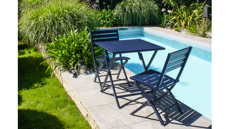 Chaise de jardin pliante MARIUS en aluminium - BLEU NUIT