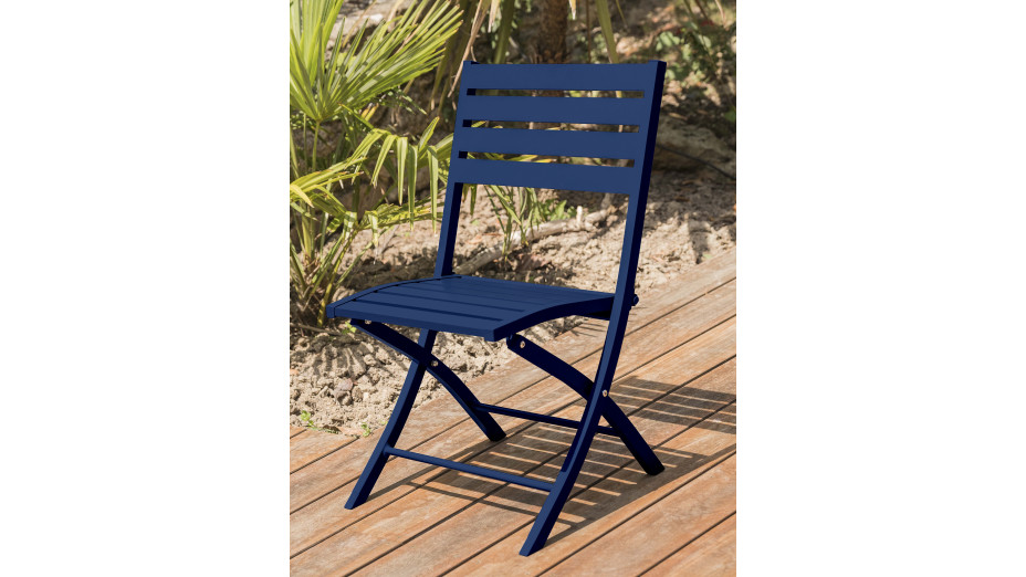 Chaise de jardin pliante MARIUS en aluminium - BLEU NUIT