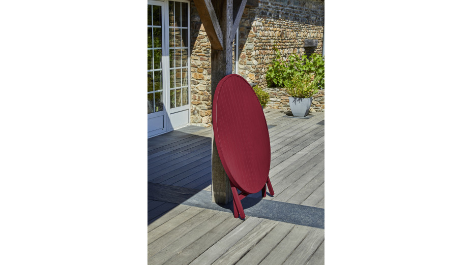 Lot composé d'une table de jardin MARIUS-TB110-CARMIN pliante et de 4 chaises MARIUS-CP-CARMIN pliantes