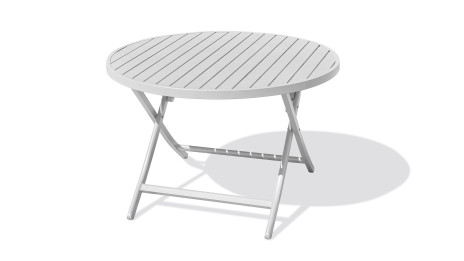 Table de jardin pliante MARIUS (diam. 110 cm) en aluminium - GRIS