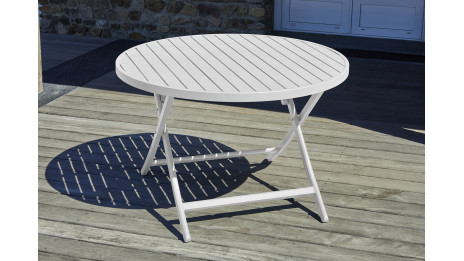 Table de jardin pliante MARIUS (diam. 110 cm) en aluminium - GRIS