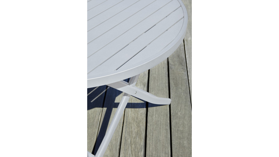 Table de jardin pliante MARIUS (diam. 110 cm) en aluminium - GRIS