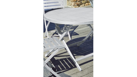 Table de jardin pliante MARIUS (diam. 110 cm) en aluminium - GRIS