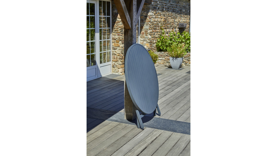 Table de jardin pliante MARIUS (diam. 110 cm) en aluminium - GRIS ANTHRACITE