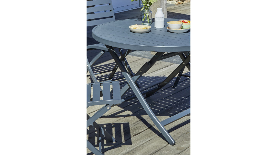 Table de jardin pliante MARIUS (diam. 110 cm) en aluminium - GRIS ANTHRACITE