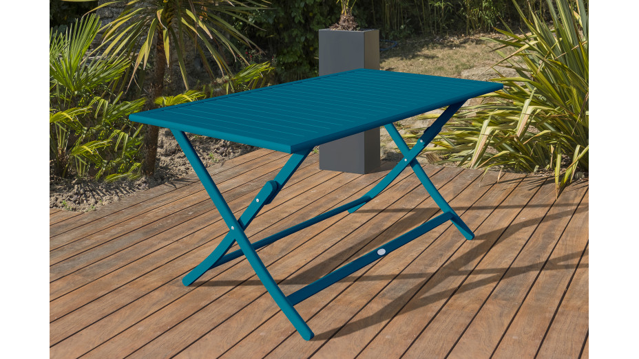 Lot composé d'une table de jardin MARIUS-TB140-CANARD pliante et de 4 chaises MARIUS-CP-CANARD pliantes