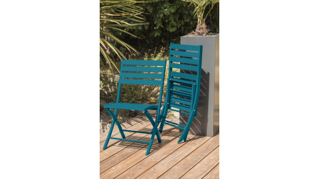 Lot composé d'une table de jardin MARIUS-TB140-CANARD pliante et de 4 chaises MARIUS-CP-CANARD pliantes