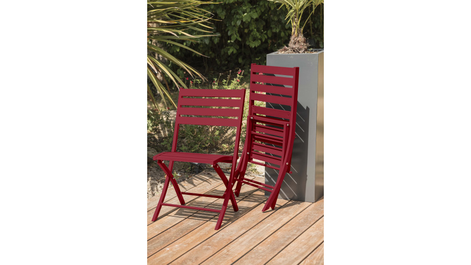 Lot composé d'une table de jardin pliante MARIUS-TB140-CARMIN et de 4 chaises MARIUS-CP-CARMIN pliantes