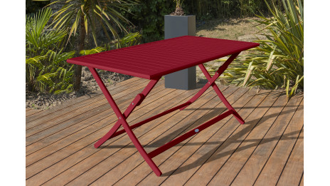 Lot composé d'une table de jardin pliante MARIUS-TB140-CARMIN et de 4 chaises MARIUS-CP-CARMIN pliantes
