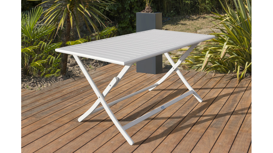 Lot composé d'une table de jardin MARIUS-TB140-GRIS pliante et de 4 chaises MARIUS-CP-GRIS pliantes