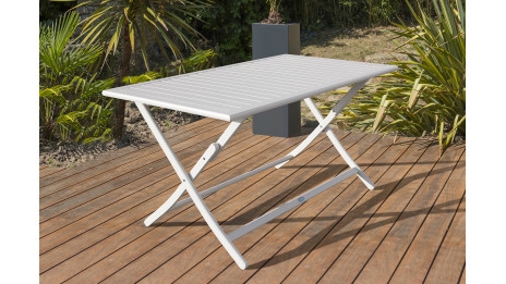 Lot composé d'une table de jardin MARIUS-TB140-GRIS pliante et de 4 chaises MARIUS-CP-GRIS pliantes