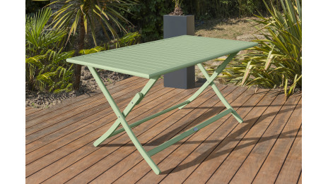 Table de jardin pliante MARIUS (140x80 cm) en aluminium - VERT LAGUNE